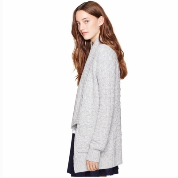 Talula Nubby Textured Popcorn Knit Open Front Shawl Cardigan Sweater Gray Sz XS - Picture 3 of 10